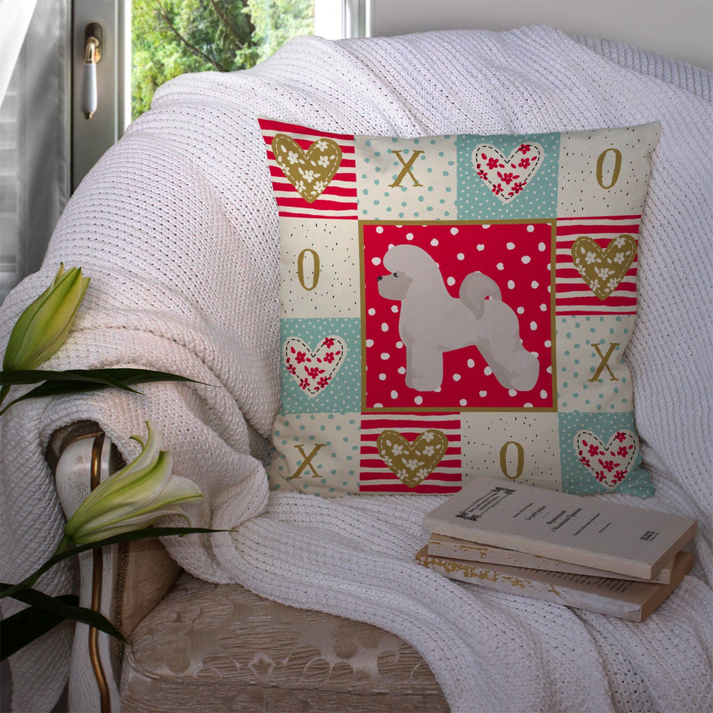 Bichon Frisé Love Decorative Throw Pillow 14x14 Indoor Outdoor Accent Cushion, Fabric Cover with Insert for Sofa, Bed, Porch & Living Room