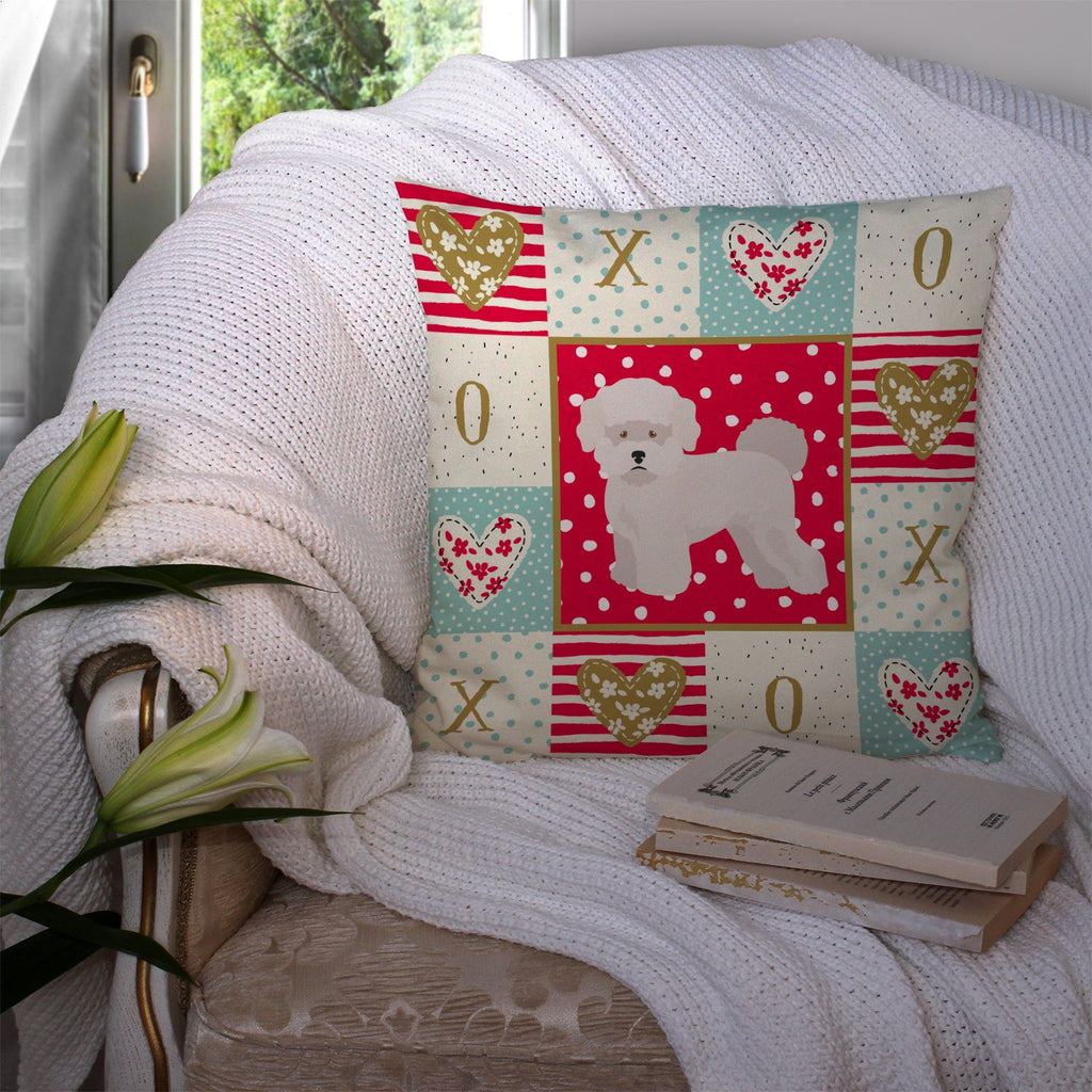 Bichon Frisé #2 Love Decorative Throw Pillow 14x14 Indoor Outdoor Accent Cushion, Fabric Cover with Insert for Sofa, Bed, Porch & Living Room
