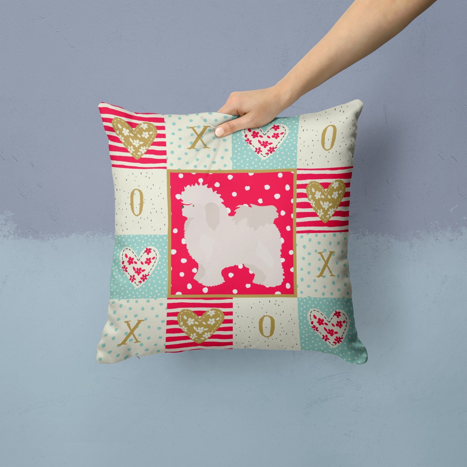 Bolognese Love Decorative Throw Pillow 14x14 Indoor Outdoor Accent Cushion, Fabric Cover with Insert for Sofa, Bed, Porch & Living Room