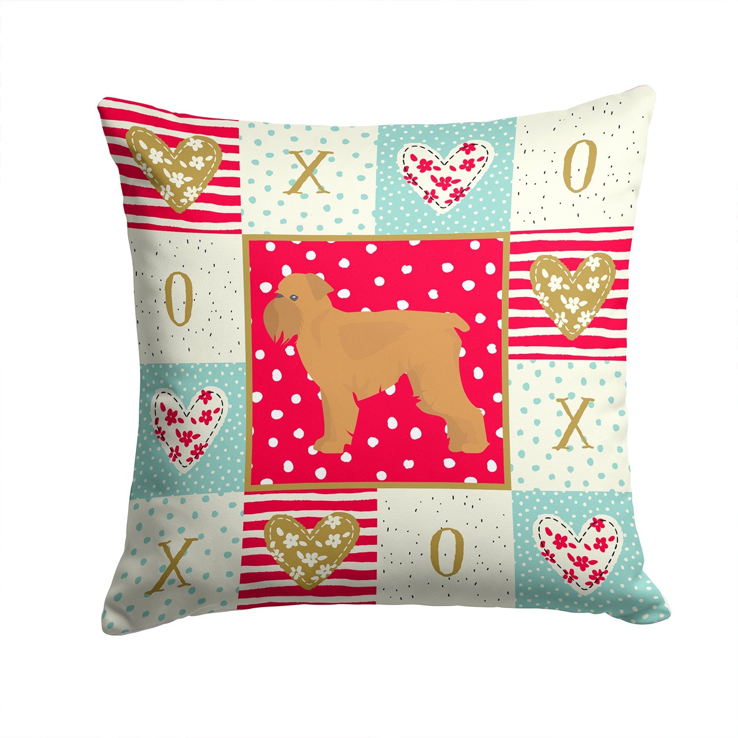 Brussels Griffon Love Decorative Throw Pillow 14x14 Indoor Outdoor Accent Cushion, Fabric Cover with Insert for Sofa, Bed, Porch & Living Room