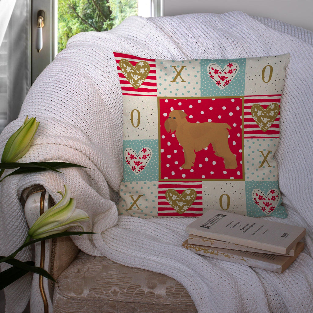 Brussels Griffon Love Decorative Throw Pillow 14x14 Indoor Outdoor Accent Cushion, Fabric Cover with Insert for Sofa, Bed, Porch & Living Room