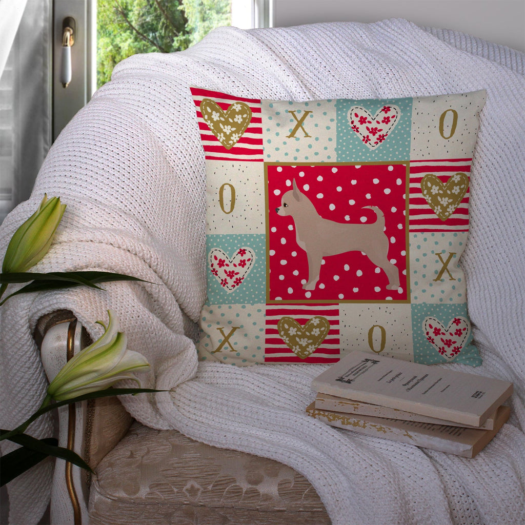 Chihuahua Love Decorative Throw Pillow 14x14 Indoor Outdoor Accent Cushion, Fabric Cover with Insert for Sofa, Bed, Porch & Living Room