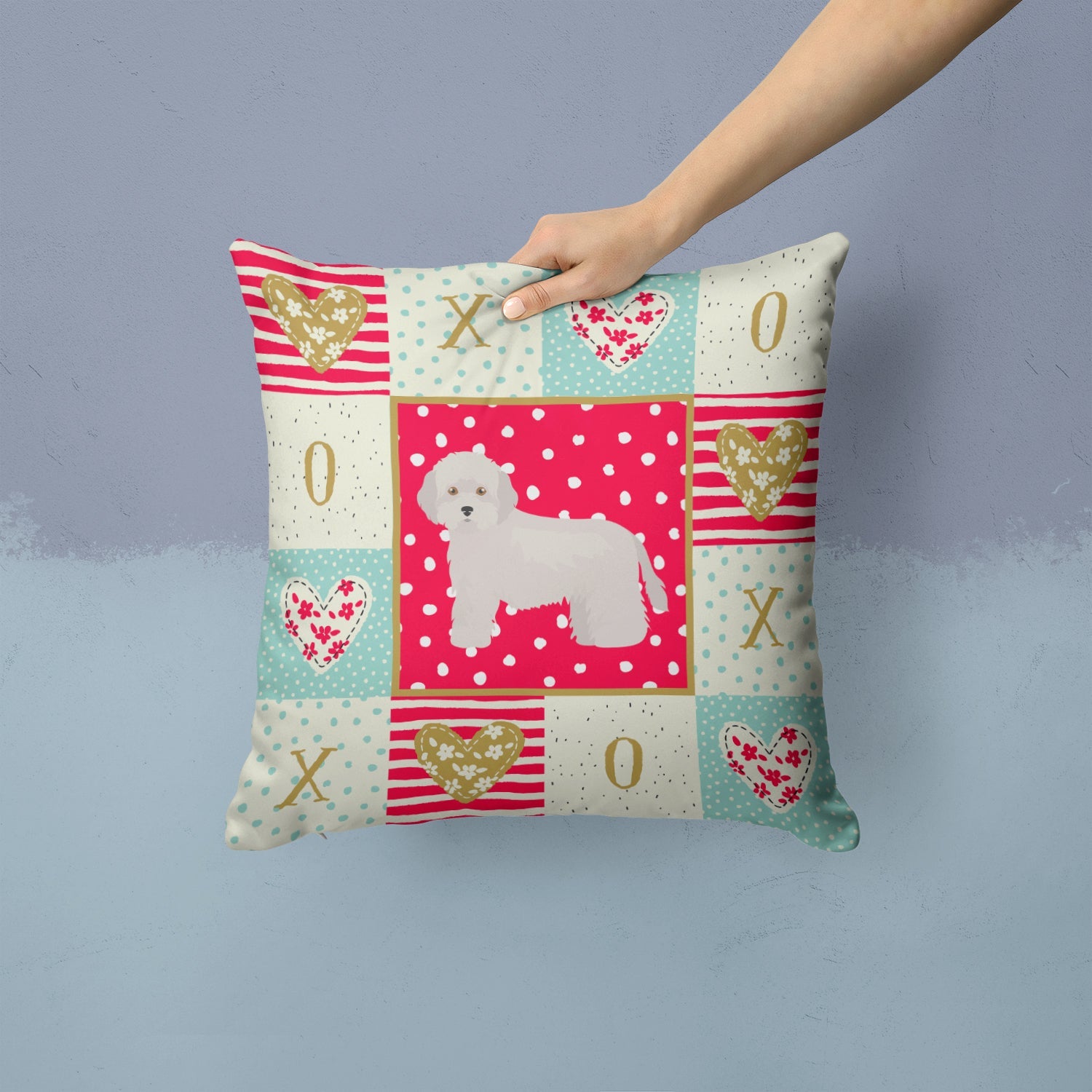 Cyprus Poodle Love Decorative Throw Pillow 14x14 Indoor Outdoor Accent Cushion, Fabric Cover with Insert for Sofa, Bed, Porch & Living Room