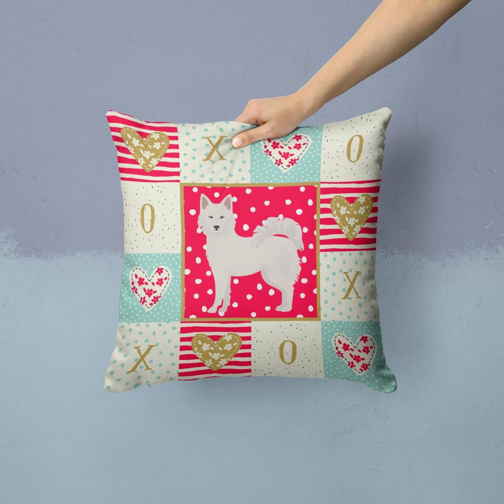 Danish Spitz Love Decorative Throw Pillow 14x14 Indoor Outdoor Accent Cushion, Fabric Cover with Insert for Sofa, Bed, Porch & Living Room