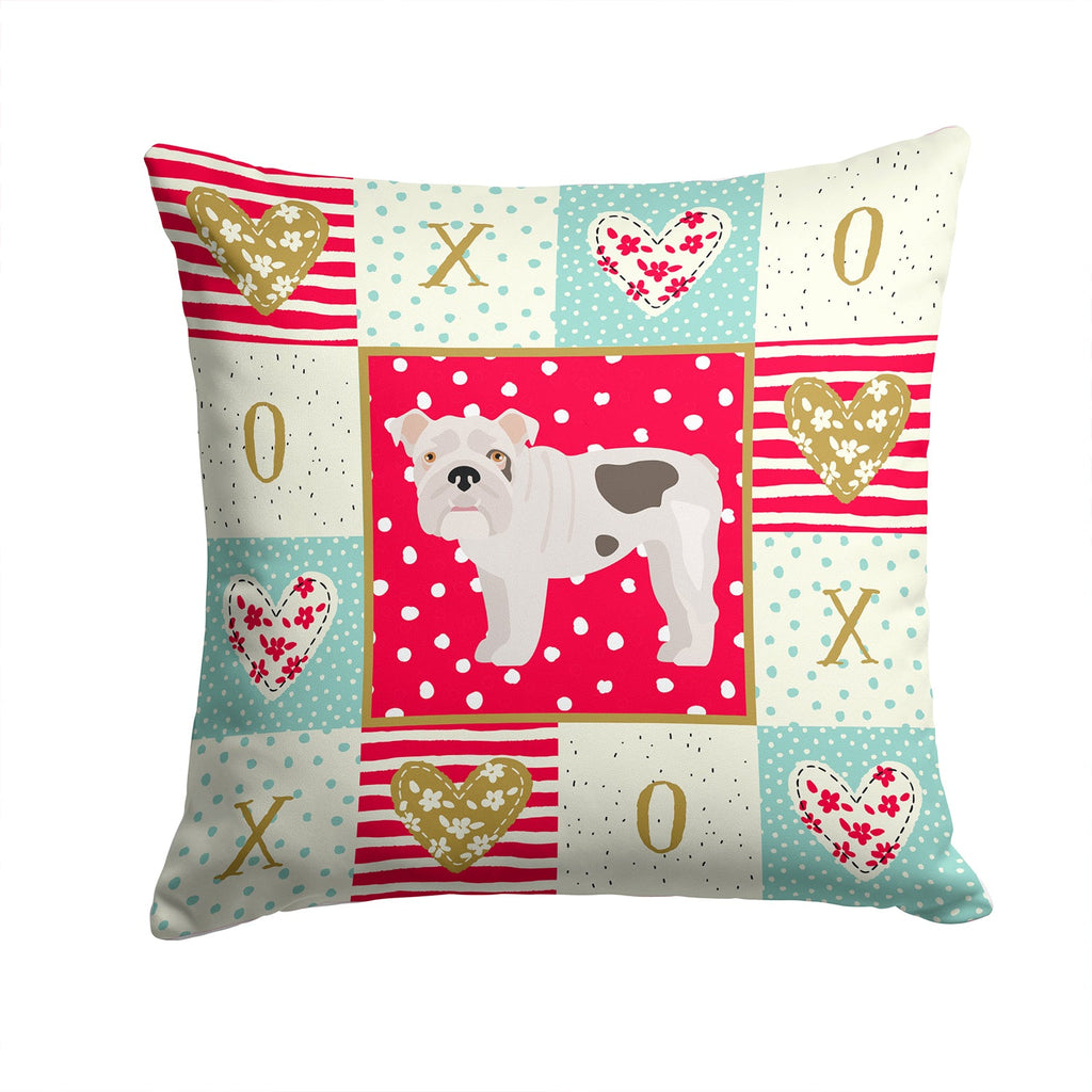 English Bulldog #2 Love Decorative Throw Pillow 14x14 Indoor Outdoor Accent Cushion, Fabric Cover with Insert for Sofa, Bed, Porch & Living Room