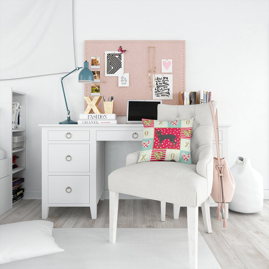 English Toy Terrier #2 Love Decorative Throw Pillow 14x14 Indoor Outdoor Accent Cushion, Fabric Cover with Insert for Sofa, Bed, Porch & Living Room