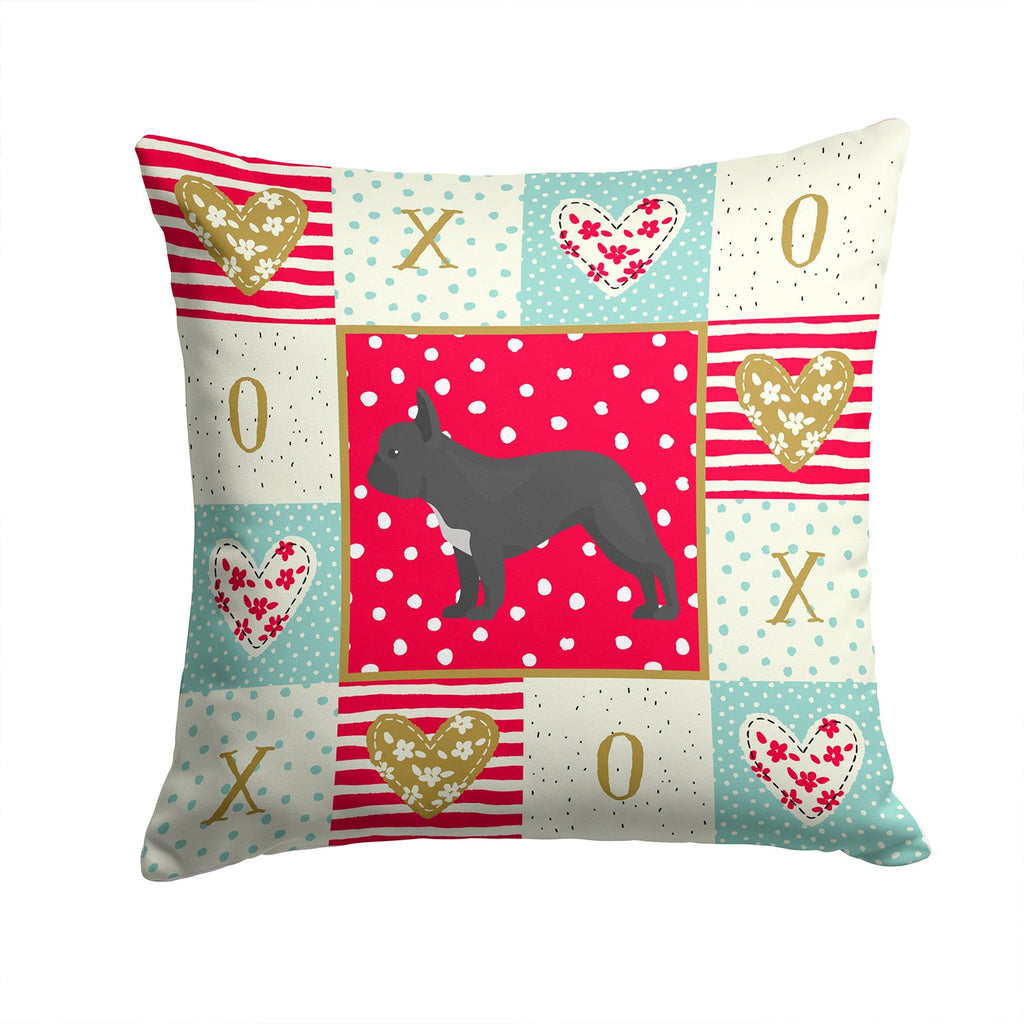 French Bulldog #1 Love Decorative Throw Pillow 14x14 Indoor Outdoor Accent Cushion, Fabric Cover with Insert for Sofa, Bed, Porch & Living Room