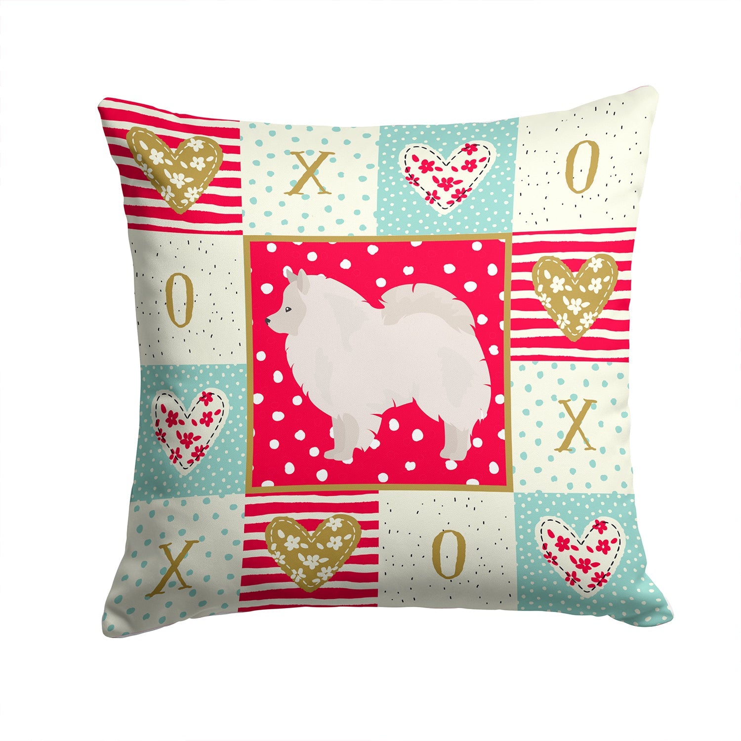 German Spitz #1 Love Decorative Throw Pillow 14x14 Indoor Outdoor Accent Cushion, Fabric Cover with Insert for Sofa, Bed, Porch & Living Room