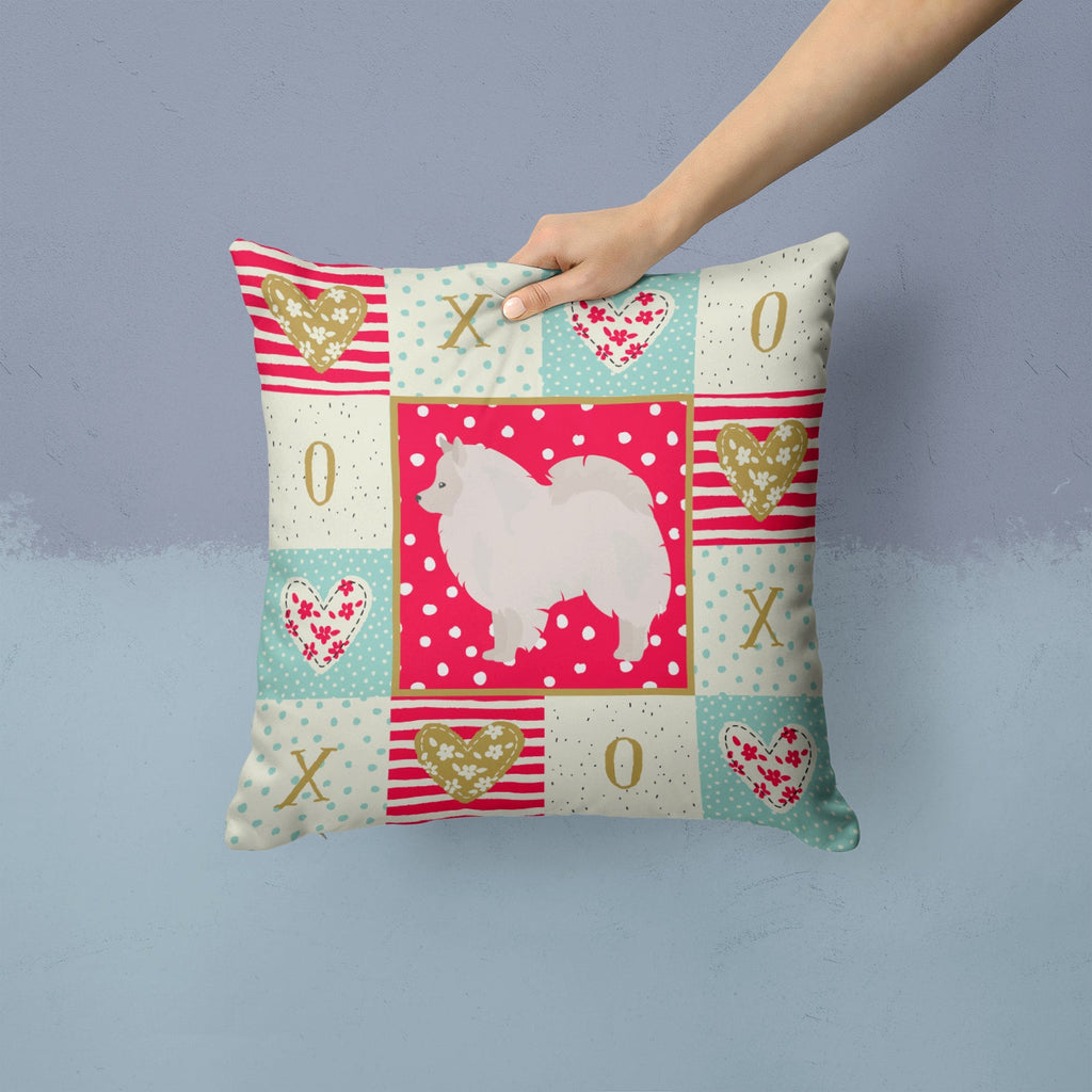 German Spitz #1 Love Decorative Throw Pillow 14x14 Indoor Outdoor Accent Cushion, Fabric Cover with Insert for Sofa, Bed, Porch & Living Room