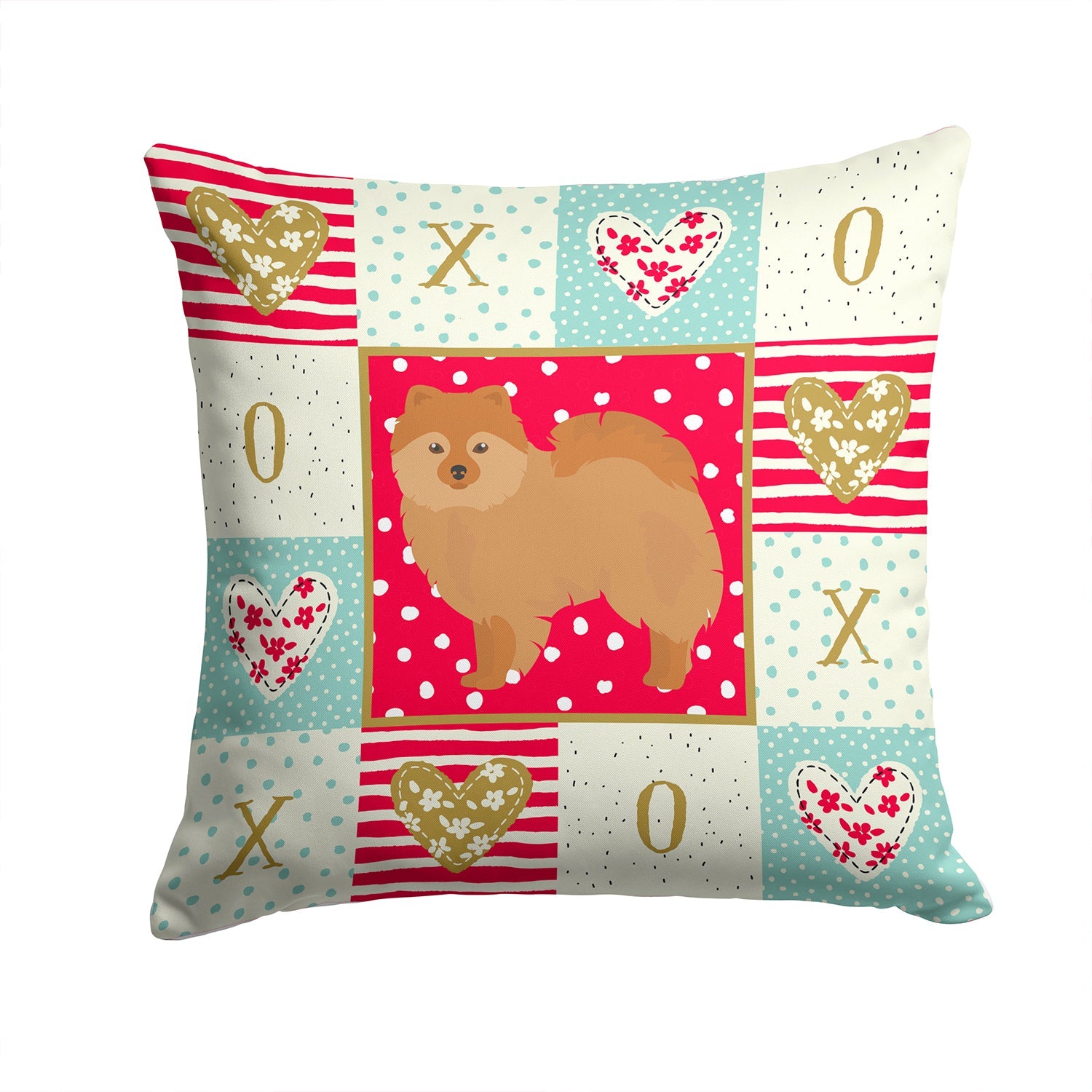 German Spitz #2 Love Decorative Throw Pillow 14x14 Indoor Outdoor Accent Cushion, Fabric Cover with Insert for Sofa, Bed, Porch & Living Room