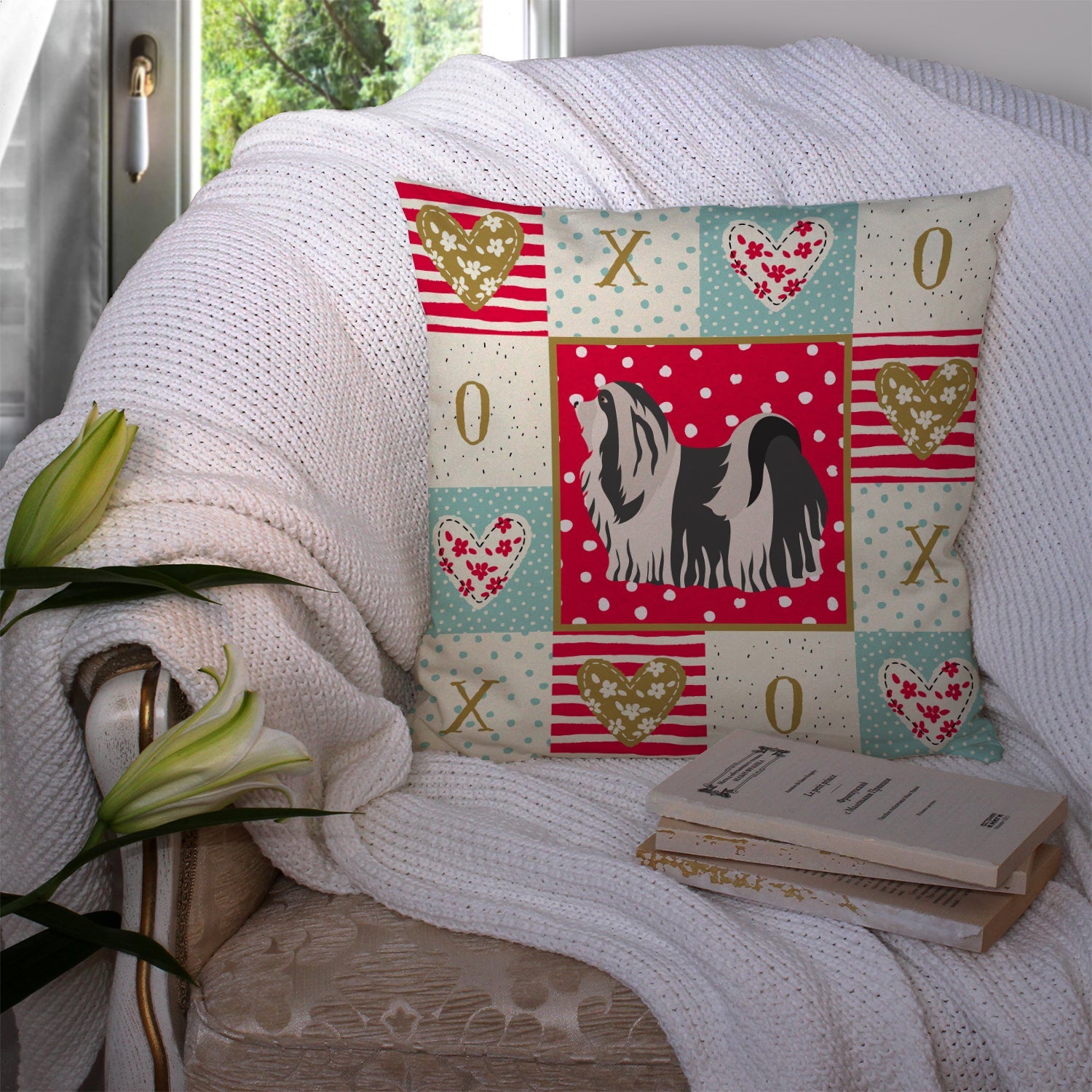Havanese #1 Love Decorative Throw Pillow 14x14 Indoor Outdoor Accent Cushion, Fabric Cover with Insert for Sofa, Bed, Porch & Living Room