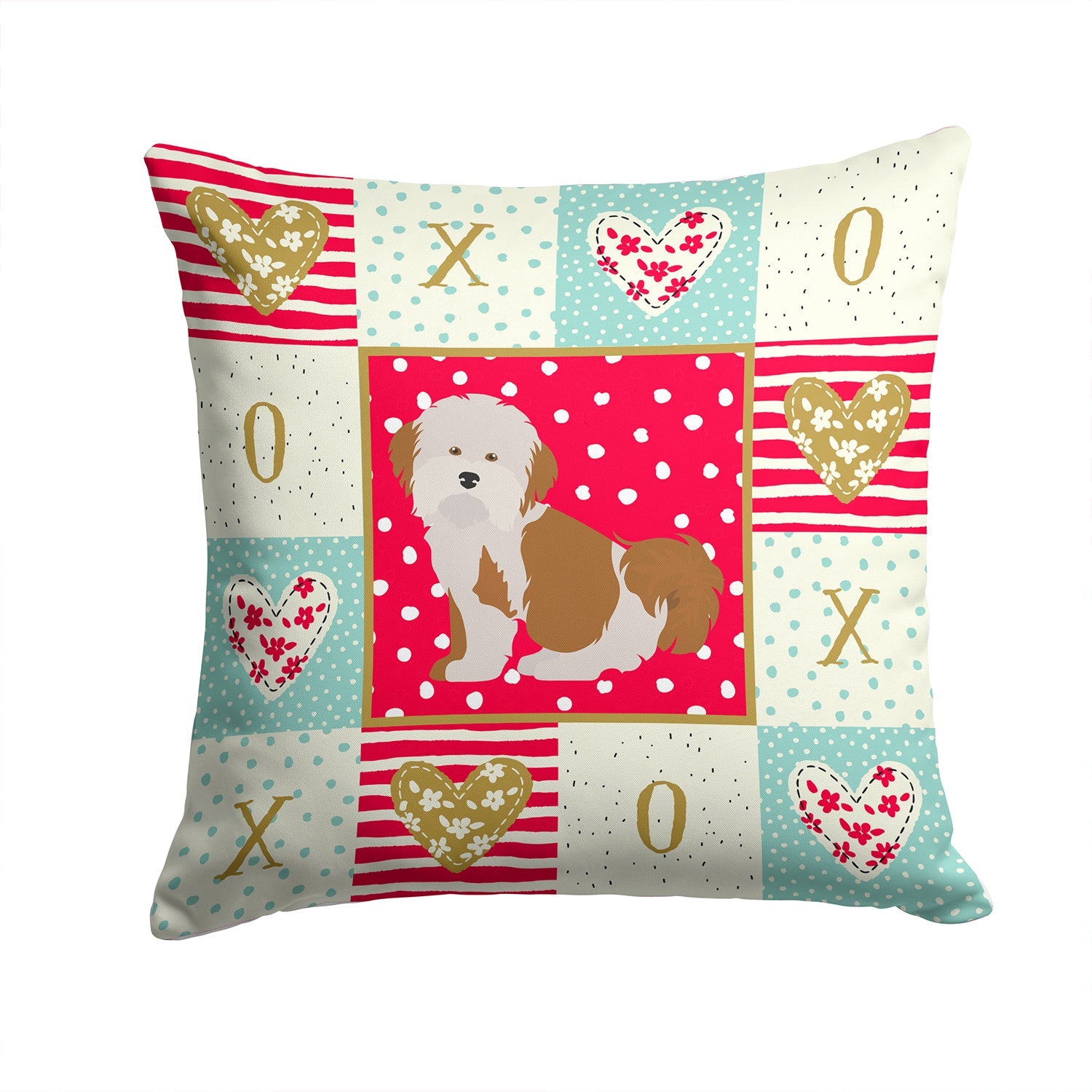 Havanese #2 Love Decorative Throw Pillow 14x14 Indoor Outdoor Accent Cushion, Fabric Cover with Insert for Sofa, Bed, Porch & Living Room