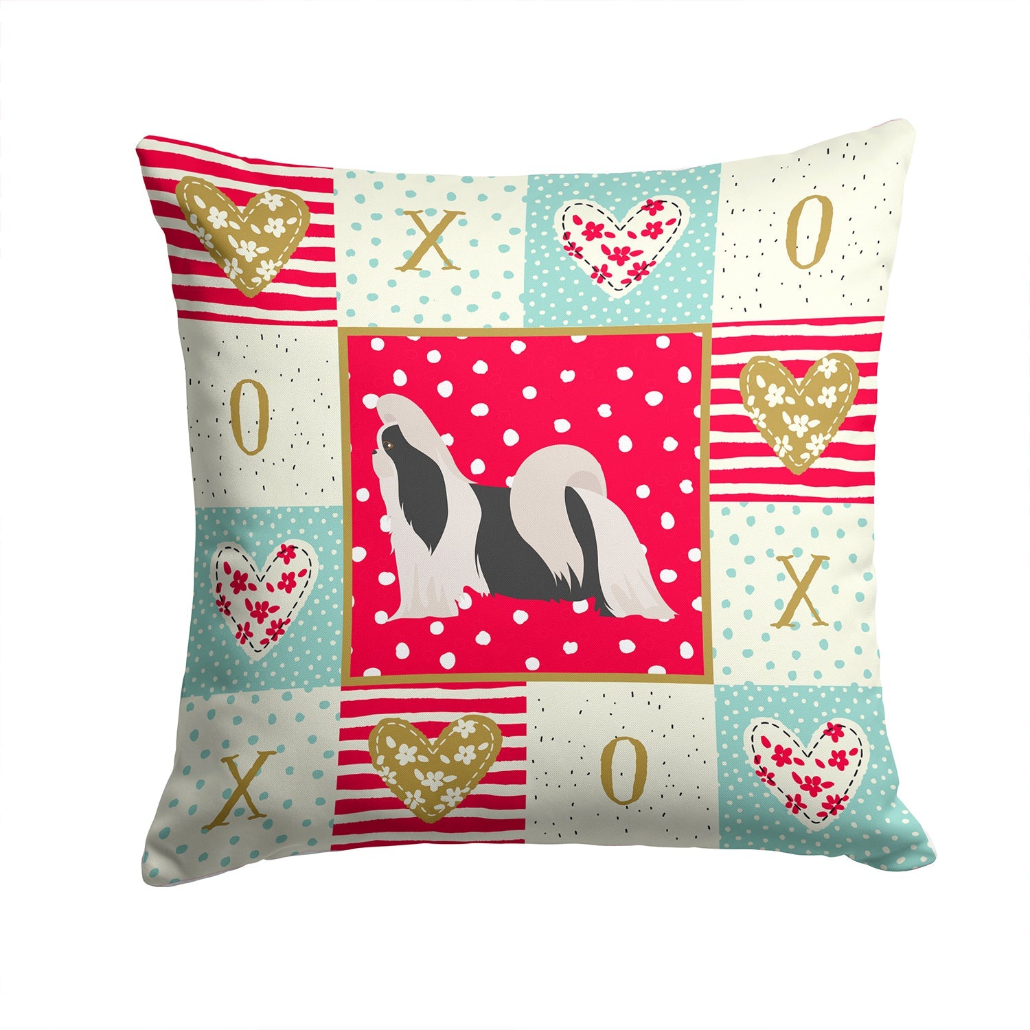 Imperial Shih Tzu Love Decorative Throw Pillow 14x14 Indoor Outdoor Accent Cushion, Fabric Cover with Insert for Sofa, Bed, Porch & Living Room