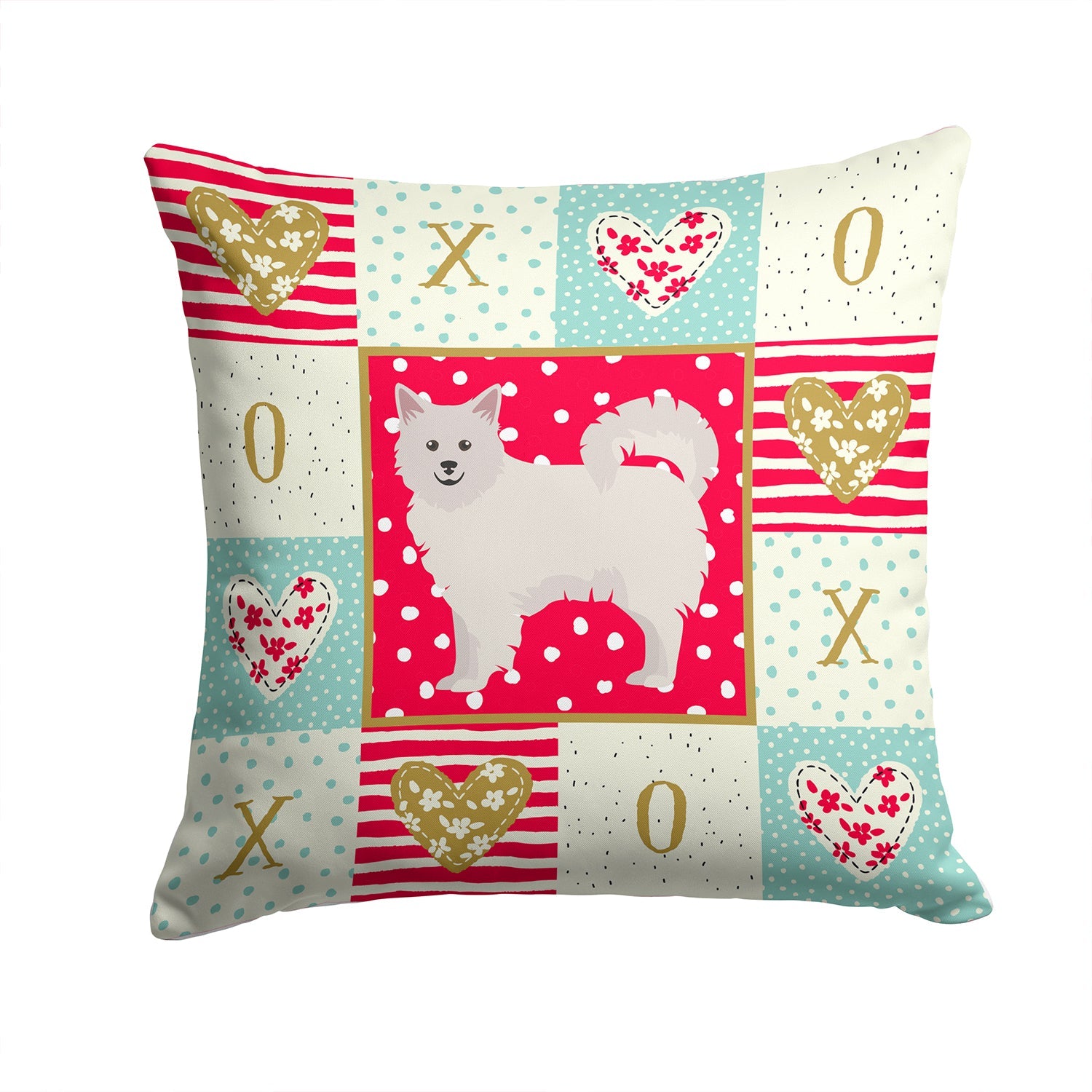 Italian Spitz Love Decorative Throw Pillow 14x14 Indoor Outdoor Accent Cushion, Fabric Cover with Insert for Sofa, Bed, Porch & Living Room