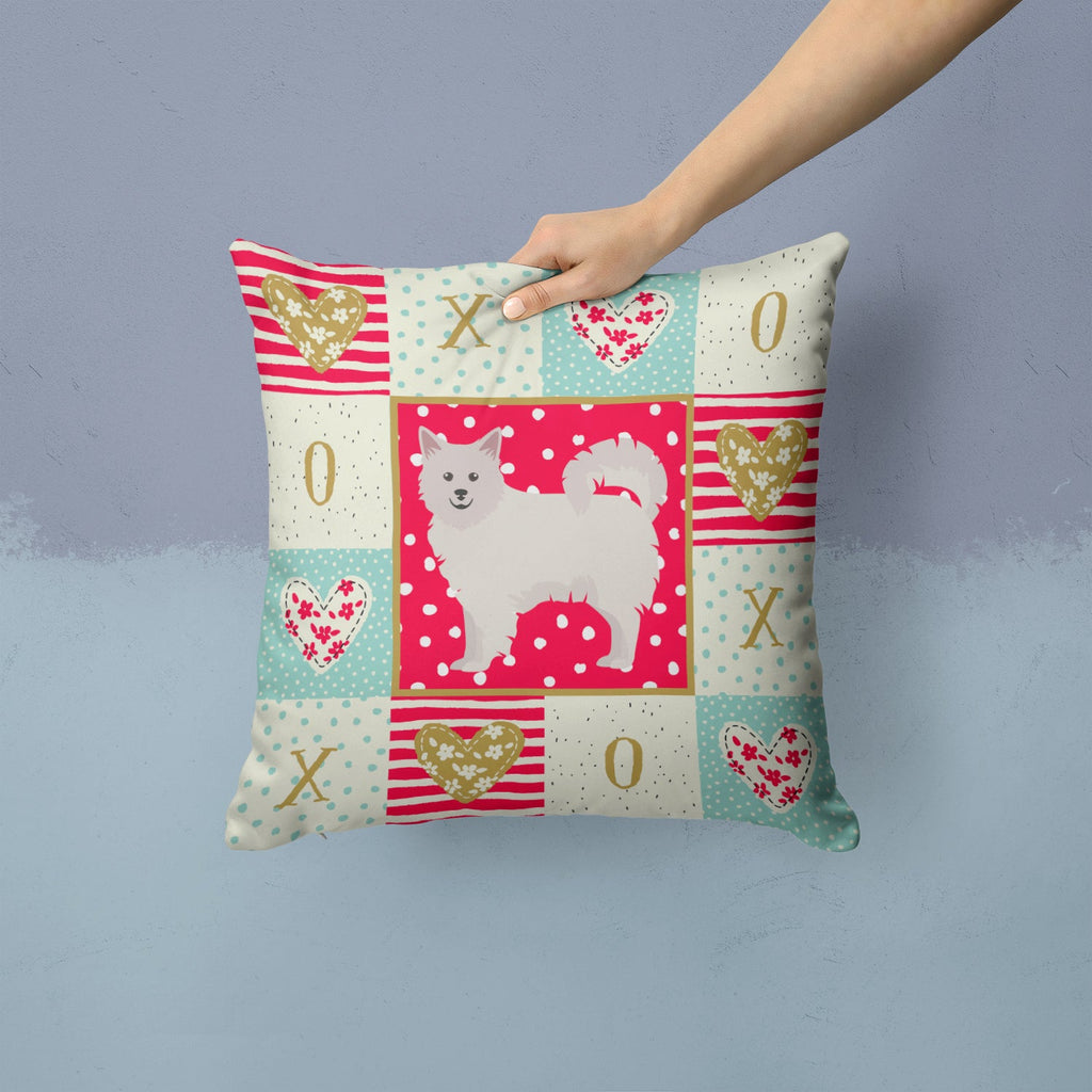 Italian Spitz Love Decorative Throw Pillow 14x14 Indoor Outdoor Accent Cushion, Fabric Cover with Insert for Sofa, Bed, Porch & Living Room