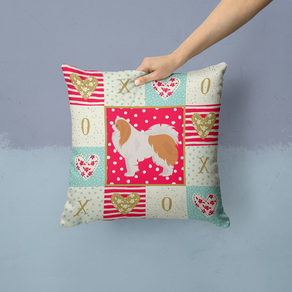 Japanese Chin #1 Love Decorative Throw Pillow 14x14 Indoor Outdoor Accent Cushion, Fabric Cover with Insert for Sofa, Bed, Porch & Living Room
