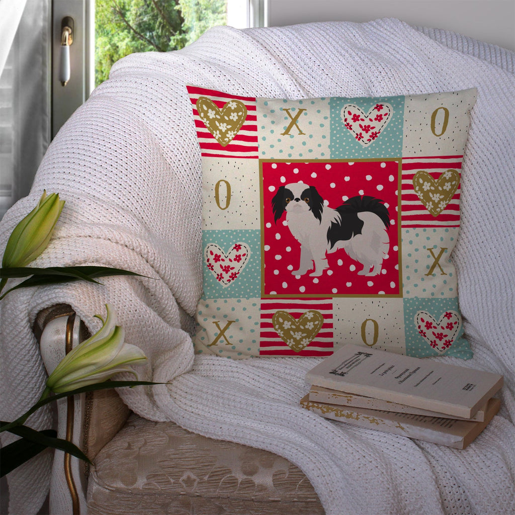 Japanese Chin #2 Love Decorative Throw Pillow 14x14 Indoor Outdoor Accent Cushion, Fabric Cover with Insert for Sofa, Bed, Porch & Living Room