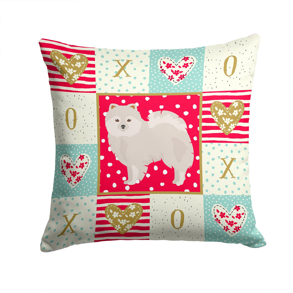 Japanese Spitz Love Decorative Throw Pillow 14x14 Indoor Outdoor Accent Cushion, Fabric Cover with Insert for Sofa, Bed, Porch & Living Room
