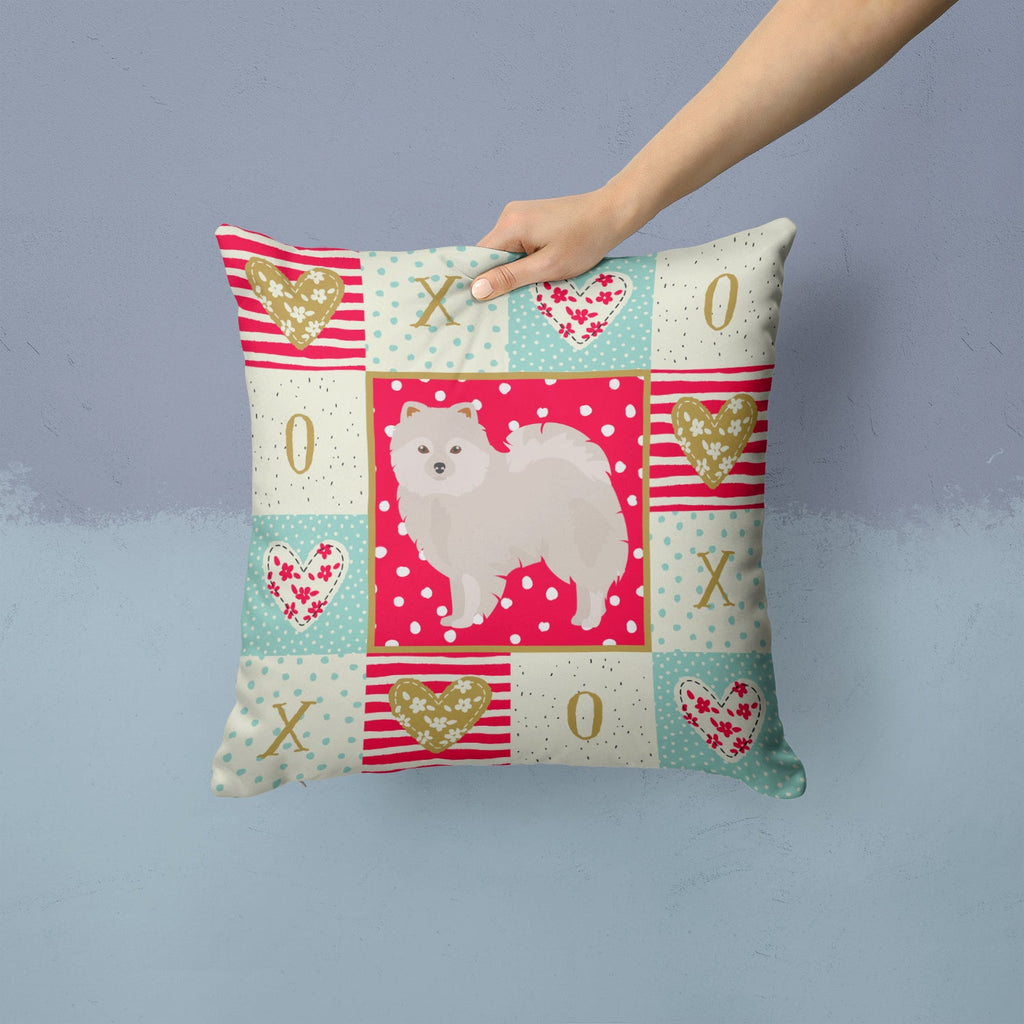 Japanese Spitz Love Decorative Throw Pillow 14x14 Indoor Outdoor Accent Cushion, Fabric Cover with Insert for Sofa, Bed, Porch & Living Room
