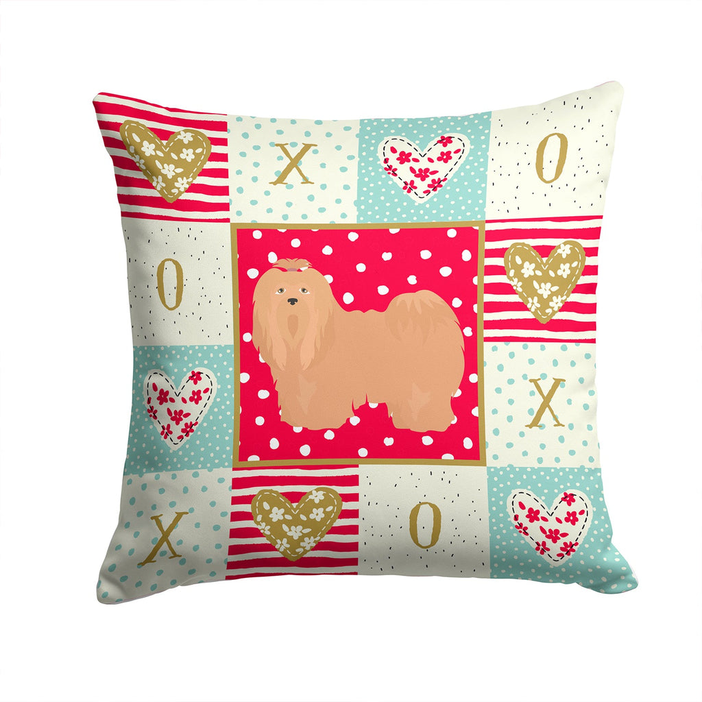 Lhasa Apso #1 Love Decorative Throw Pillow 14x14 Indoor Outdoor Accent Cushion, Fabric Cover with Insert for Sofa, Bed, Porch & Living Room