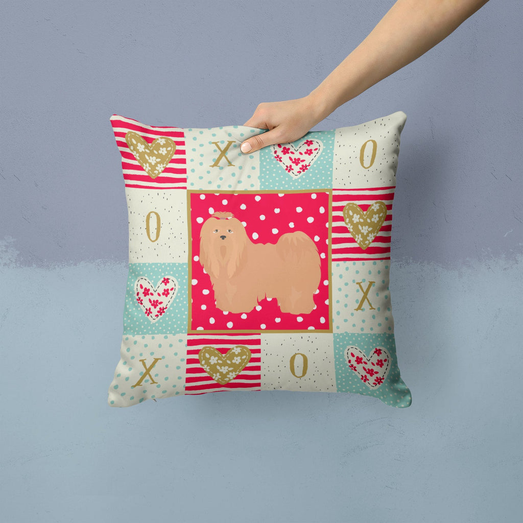 Lhasa Apso #1 Love Decorative Throw Pillow 14x14 Indoor Outdoor Accent Cushion, Fabric Cover with Insert for Sofa, Bed, Porch & Living Room