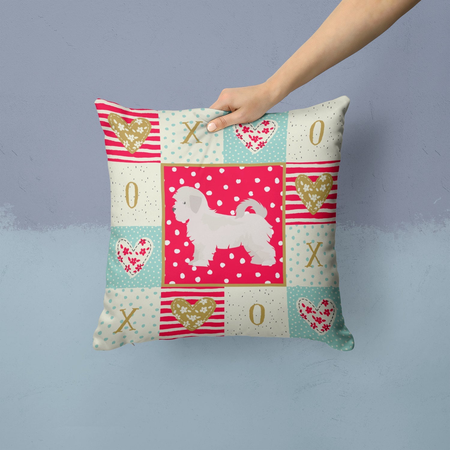 Maltese Puppy Cut Love Decorative Throw Pillow 14x14 Indoor Outdoor Accent Cushion, Fabric Cover with Insert for Sofa, Bed, Porch & Living Room