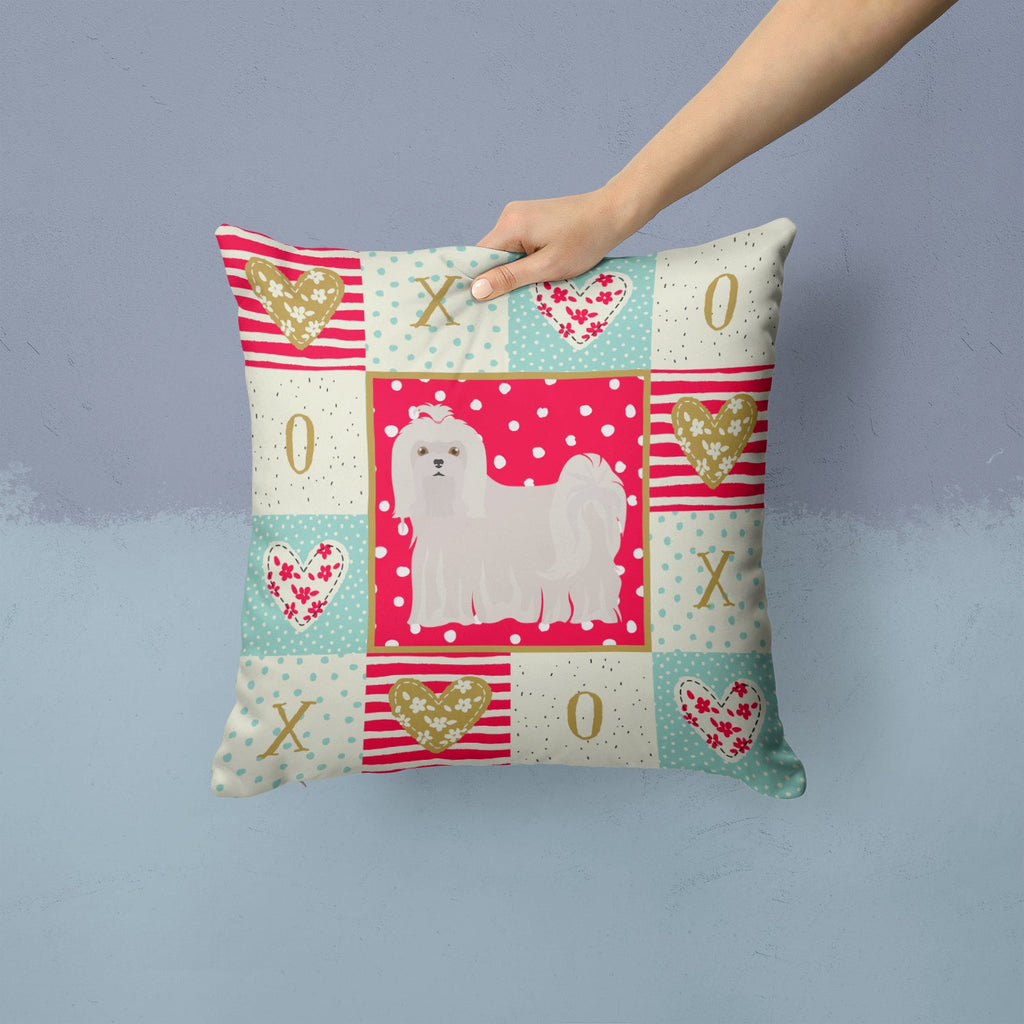 Maltese Love Decorative Throw Pillow 14x14 Indoor Outdoor Accent Cushion, Fabric Cover with Insert for Sofa, Bed, Porch & Living Room