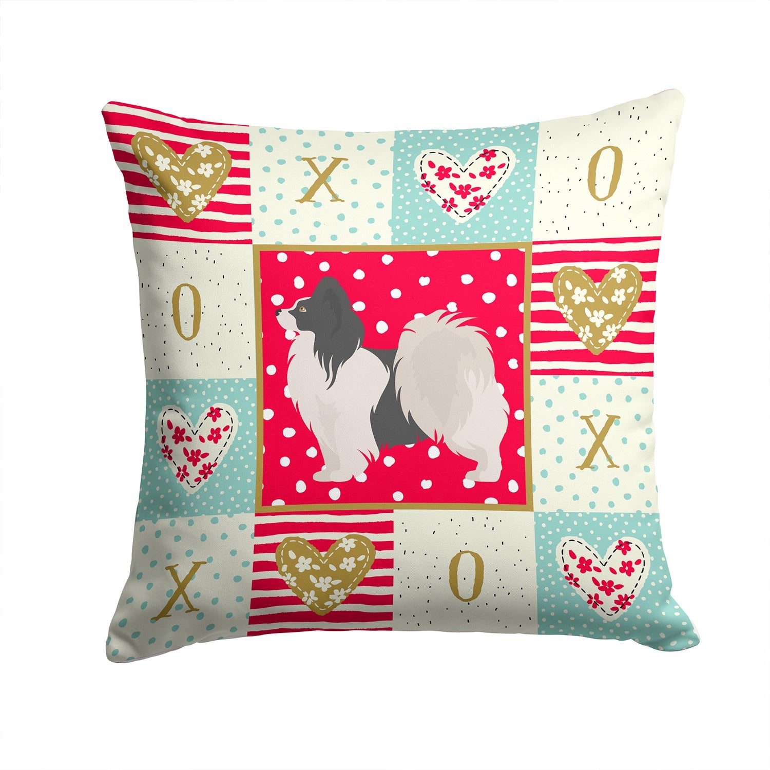 Papillon #2 Love Decorative Throw Pillow 14x14 Indoor Outdoor Accent Cushion, Fabric Cover with Insert for Sofa, Bed, Porch & Living Room