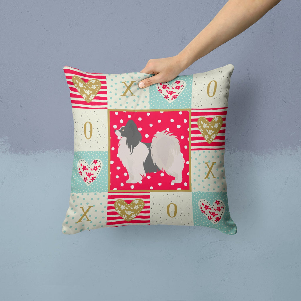 Papillon #2 Love Decorative Throw Pillow 14x14 Indoor Outdoor Accent Cushion, Fabric Cover with Insert for Sofa, Bed, Porch & Living Room