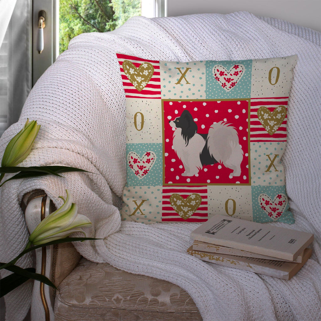 Papillon #2 Love Decorative Throw Pillow 14x14 Indoor Outdoor Accent Cushion, Fabric Cover with Insert for Sofa, Bed, Porch & Living Room
