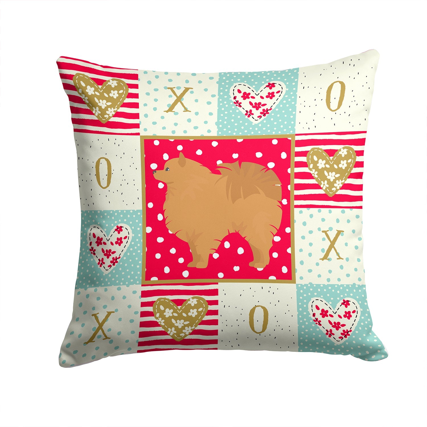 Pomeranian #1 Love Decorative Throw Pillow 14x14 Indoor Outdoor Accent Cushion, Fabric Cover with Insert for Sofa, Bed, Porch & Living Room