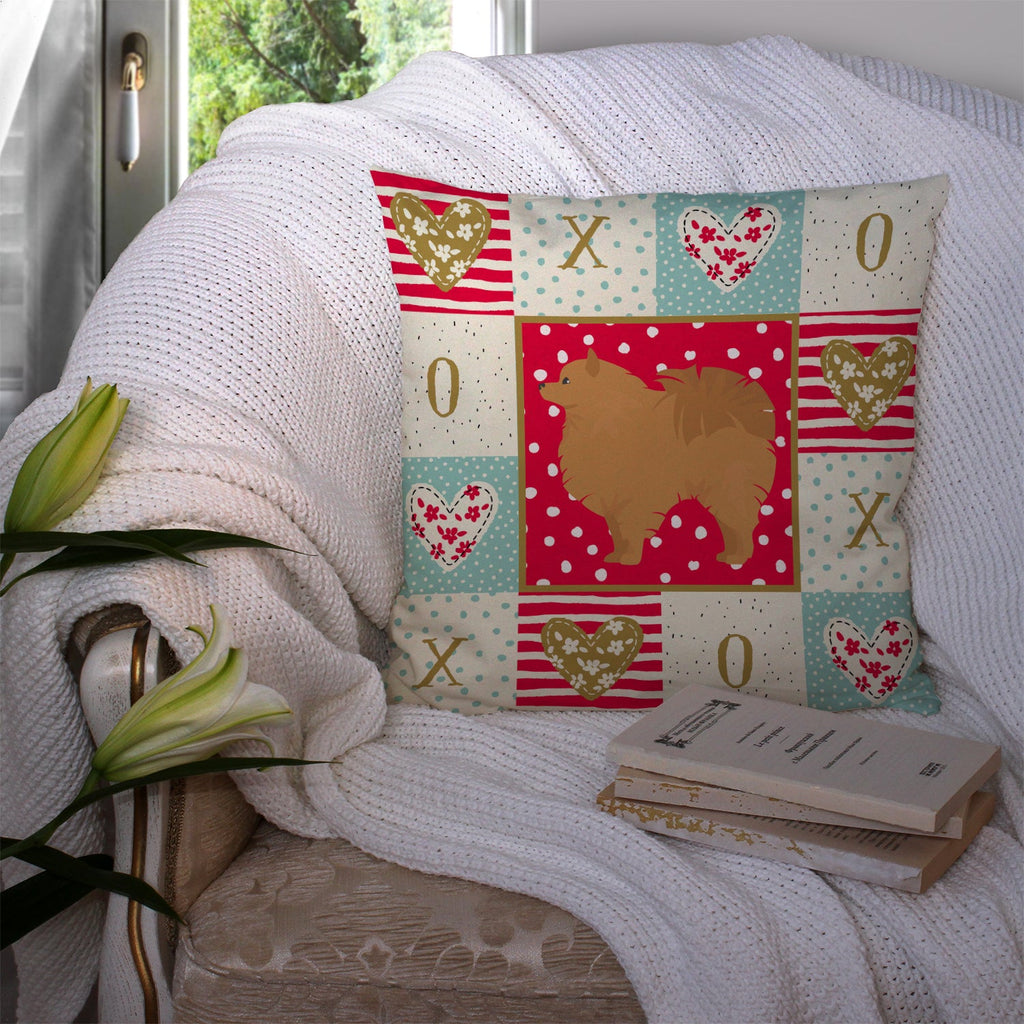 Pomeranian #1 Love Decorative Throw Pillow 14x14 Indoor Outdoor Accent Cushion, Fabric Cover with Insert for Sofa, Bed, Porch & Living Room
