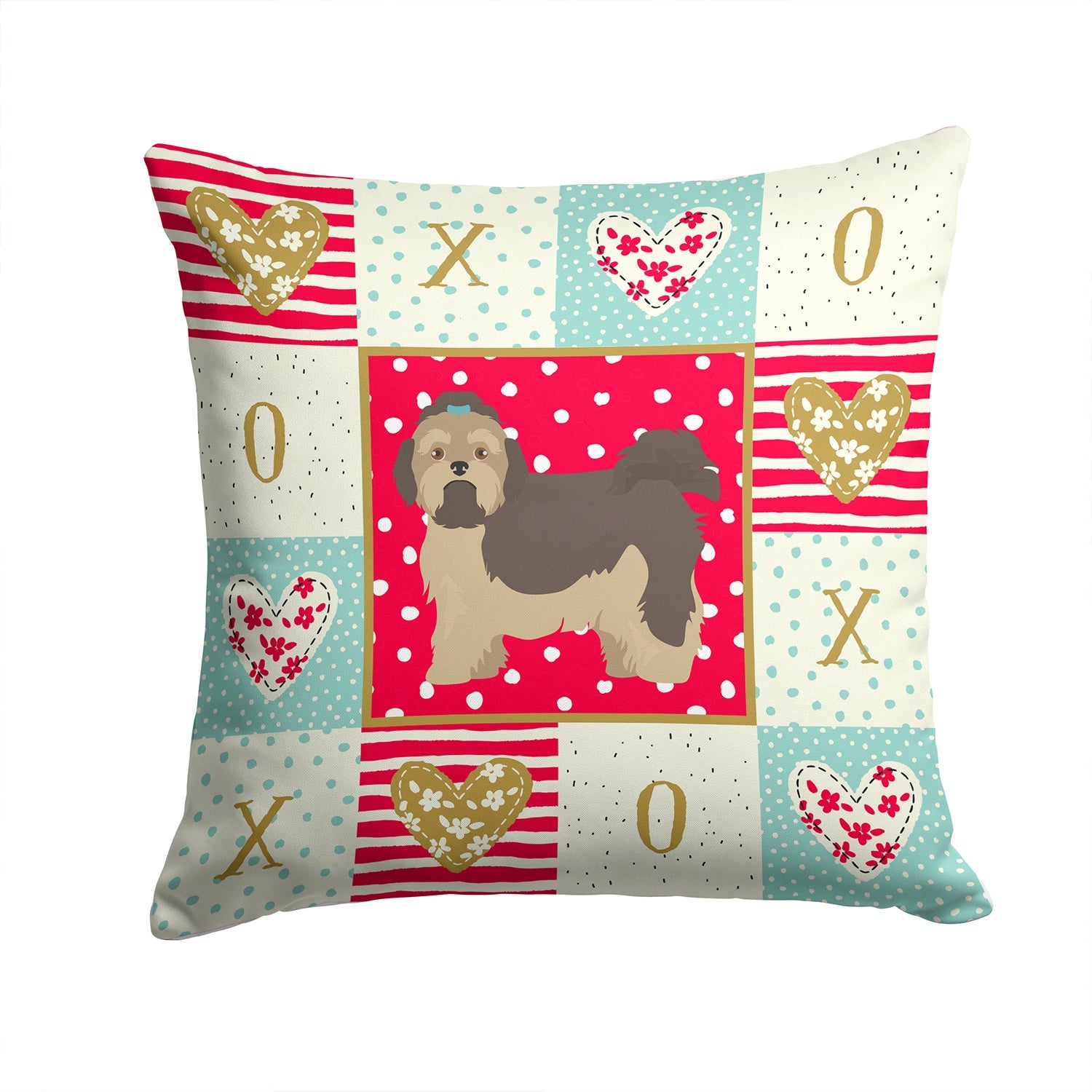 Russian Lapdog Love Decorative Throw Pillow 14x14 Indoor Outdoor Accent Cushion, Fabric Cover with Insert for Sofa, Bed, Porch & Living Room