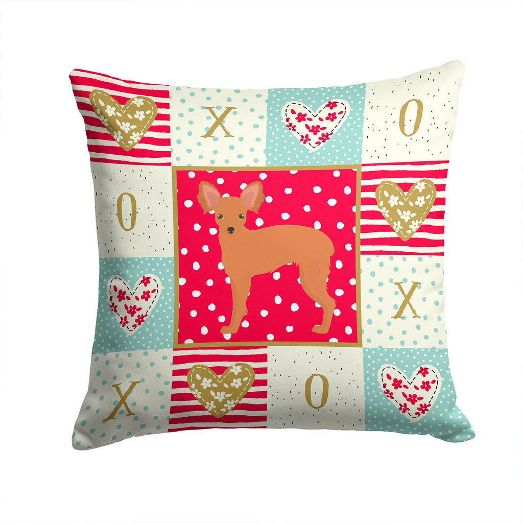 Russian Tor Terrier #2 Love Decorative Throw Pillow 14x14 Indoor Outdoor Accent Cushion, Fabric Cover with Insert for Sofa, Bed, Porch & Living Room