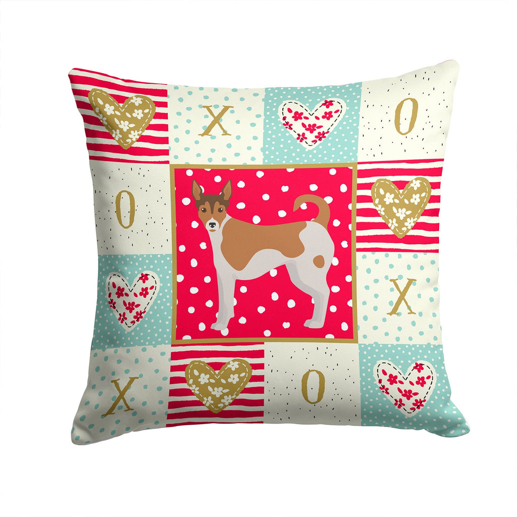 Tenterfield Terrier Love Decorative Throw Pillow 14x14 Indoor Outdoor Accent Cushion, Fabric Cover with Insert for Sofa, Bed, Porch & Living Room