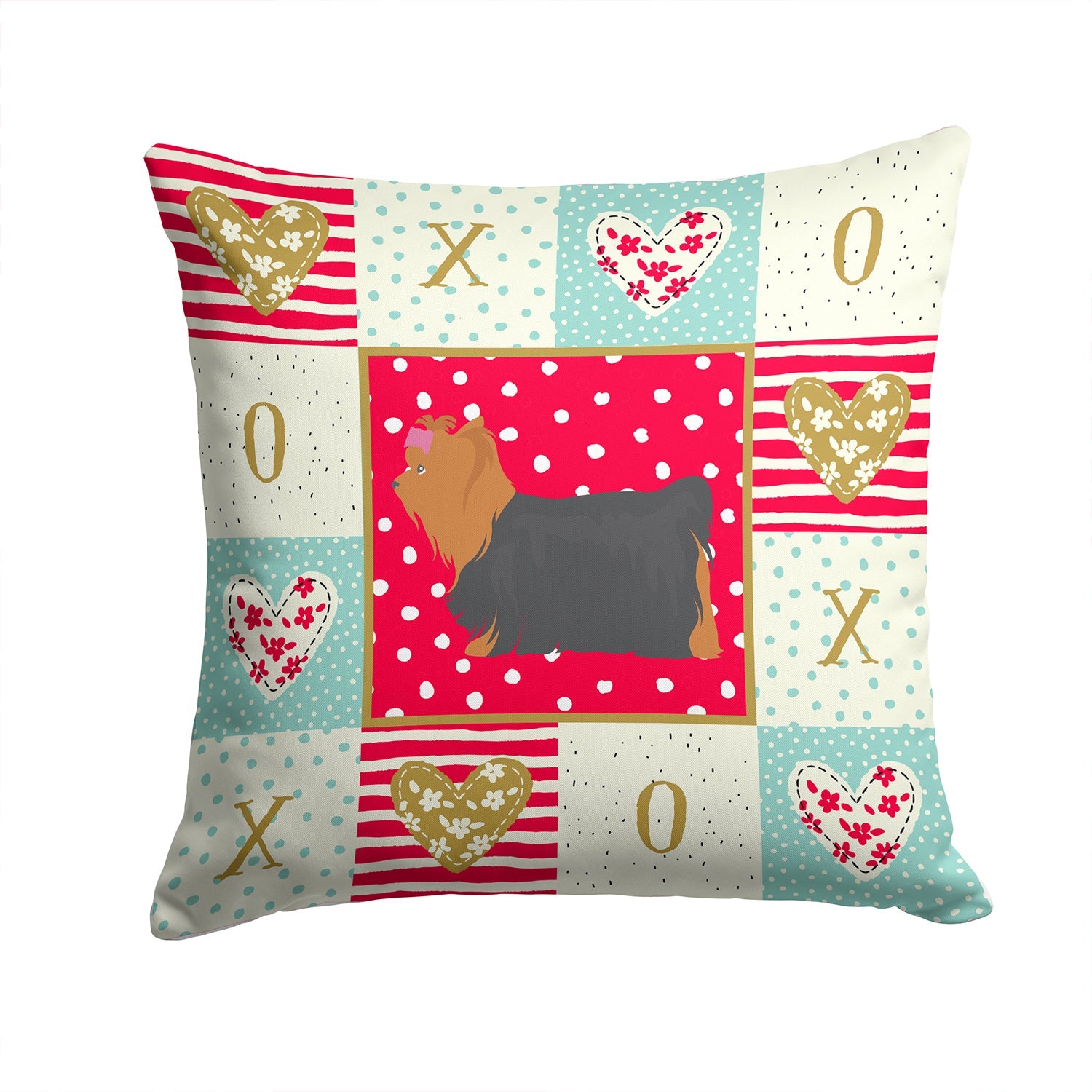 Yorkshire Terrier #1 Love Decorative Throw Pillow 14x14 Indoor Outdoor Accent Cushion, Fabric Cover with Insert for Sofa, Bed, Porch & Living Room