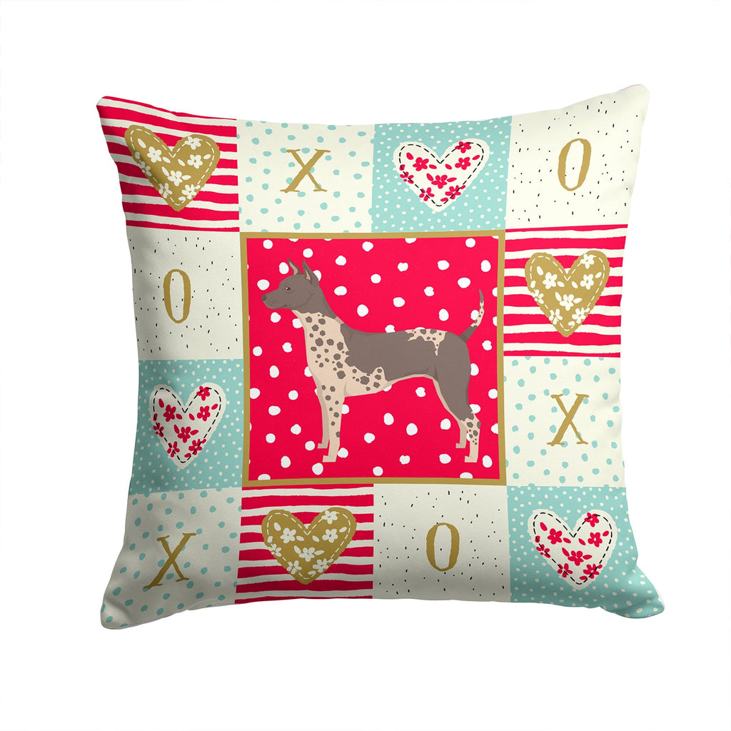 American Hairless Terrier Love Decorative Throw Pillow 14x14 Indoor Outdoor Accent Cushion, Fabric Cover with Insert for Sofa, Bed, Porch & Living Room