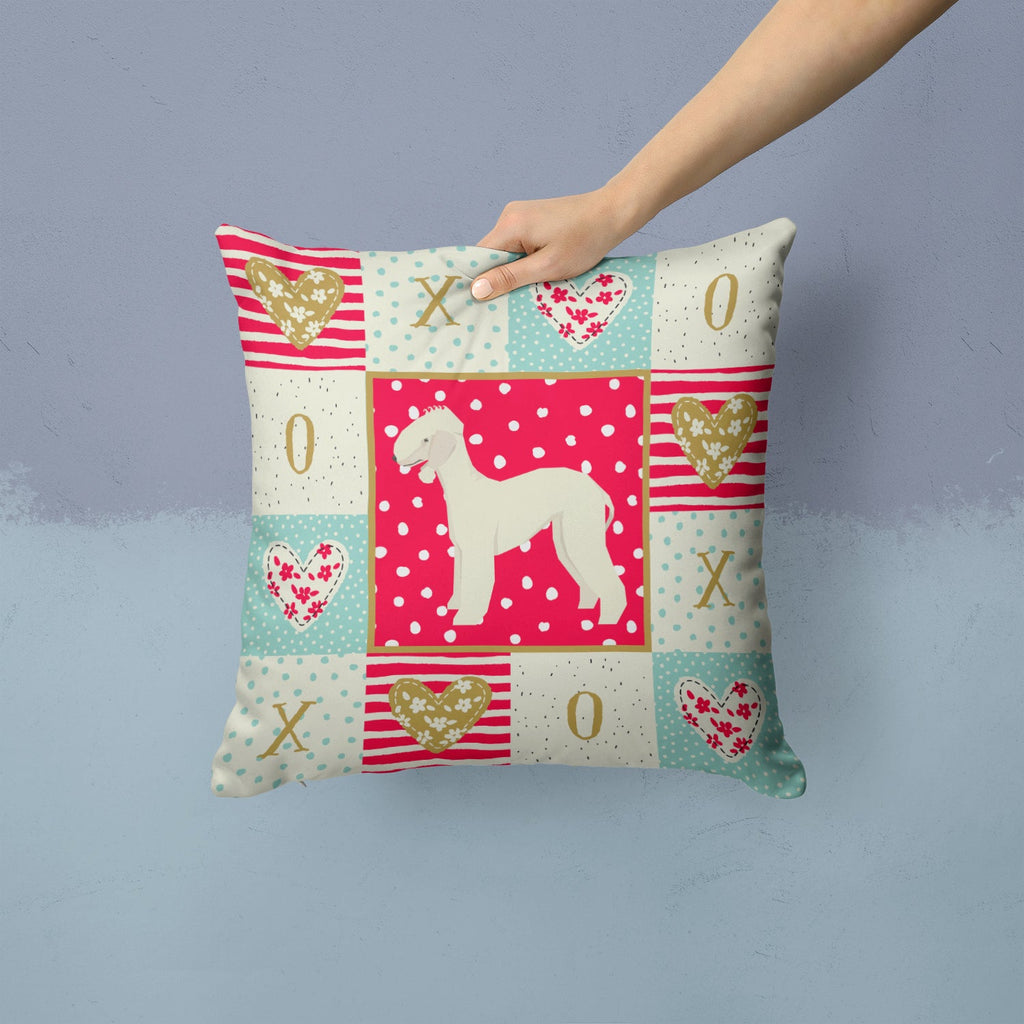 Bedlington Terrier Love Decorative Throw Pillow 14x14 Indoor Outdoor Accent Cushion, Fabric Cover with Insert for Sofa, Bed, Porch & Living Room