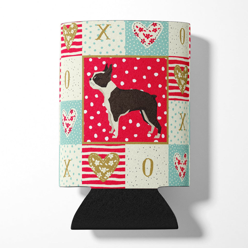 Boston Terrier Love Can or Bottle Hugger Cooler Sleeve for Standard 12 oz Cans, Insulated Foam Beer & Soda Can Hugger Reusable