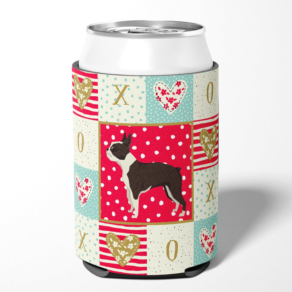 Boston Terrier Love Can or Bottle Hugger Cooler Sleeve for Standard 12 oz Cans, Insulated Foam Beer & Soda Can Hugger Reusable