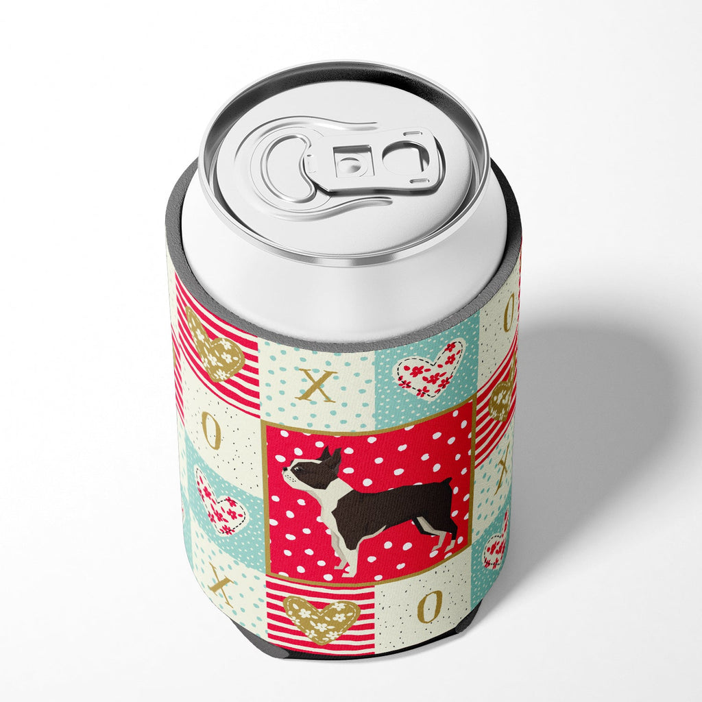 Boston Terrier Love Can or Bottle Hugger Cooler Sleeve for Standard 12 oz Cans, Insulated Foam Beer & Soda Can Hugger Reusable