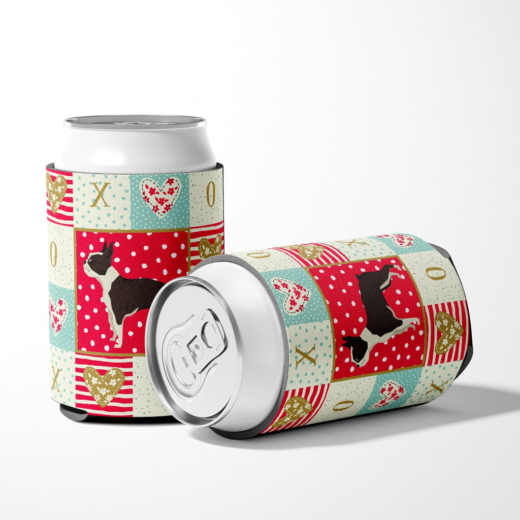Boston Terrier Love Can or Bottle Hugger Cooler Sleeve for Standard 12 oz Cans, Insulated Foam Beer & Soda Can Hugger Reusable