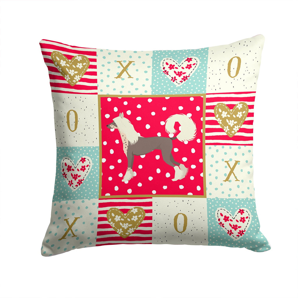 Chinese Crested Love Decorative Throw Pillow 14x14 Indoor Outdoor Accent Cushion, Fabric Cover with Insert for Sofa, Bed, Porch & Living Room