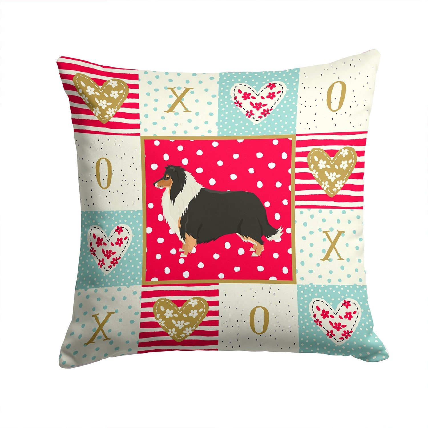 Collie Love Decorative Throw Pillow 14x14 Indoor Outdoor Accent Cushion, Fabric Cover with Insert for Sofa, Bed, Porch & Living Room