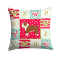 English Bulldog Love Decorative Throw Pillow 14x14 Indoor Outdoor Accent Cushion, Fabric Cover with Insert for Sofa, Bed, Porch & Living Room