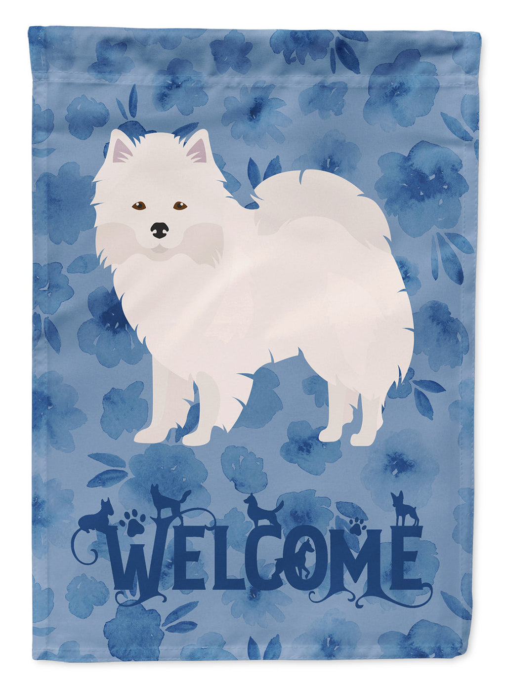 American Eskimo Welcome House Flag 28x40 Porch Sleeve Pole Decorative Outside Yard Banner Artwork Wall Hanging, Polyester