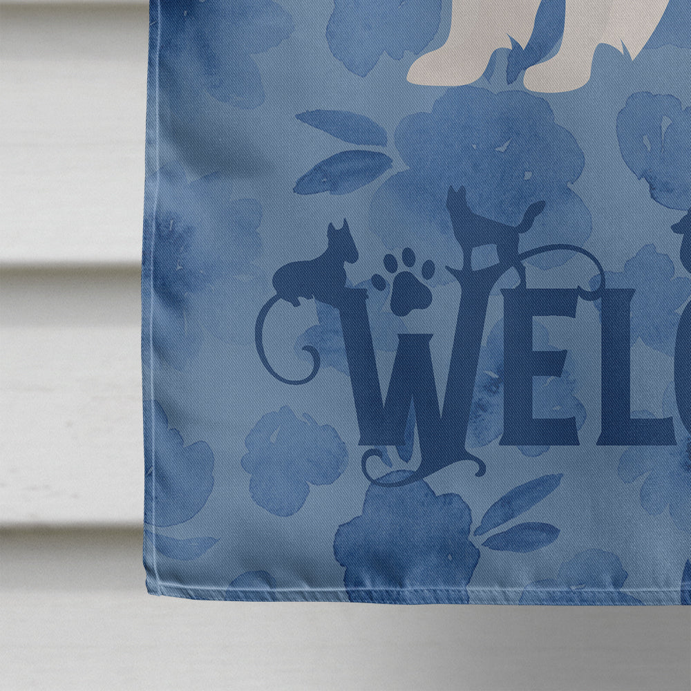 American Eskimo Welcome House Flag 28x40 Porch Sleeve Pole Decorative Outside Yard Banner Artwork Wall Hanging, Polyester