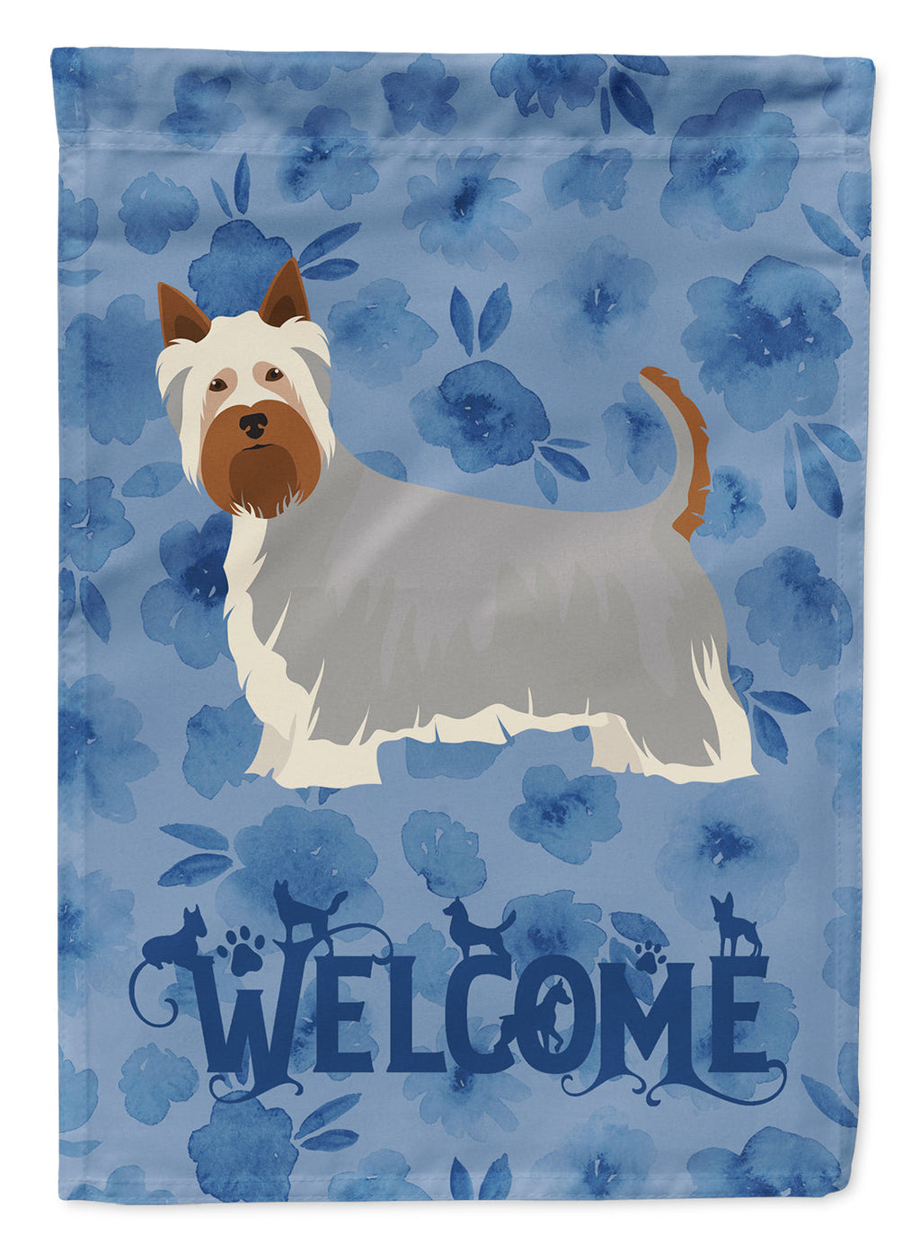Australian Silky Terrier #2 Welcome House Flag 28x40 Porch Sleeve Pole Decorative Outside Yard Banner Artwork Wall Hanging, Polyester