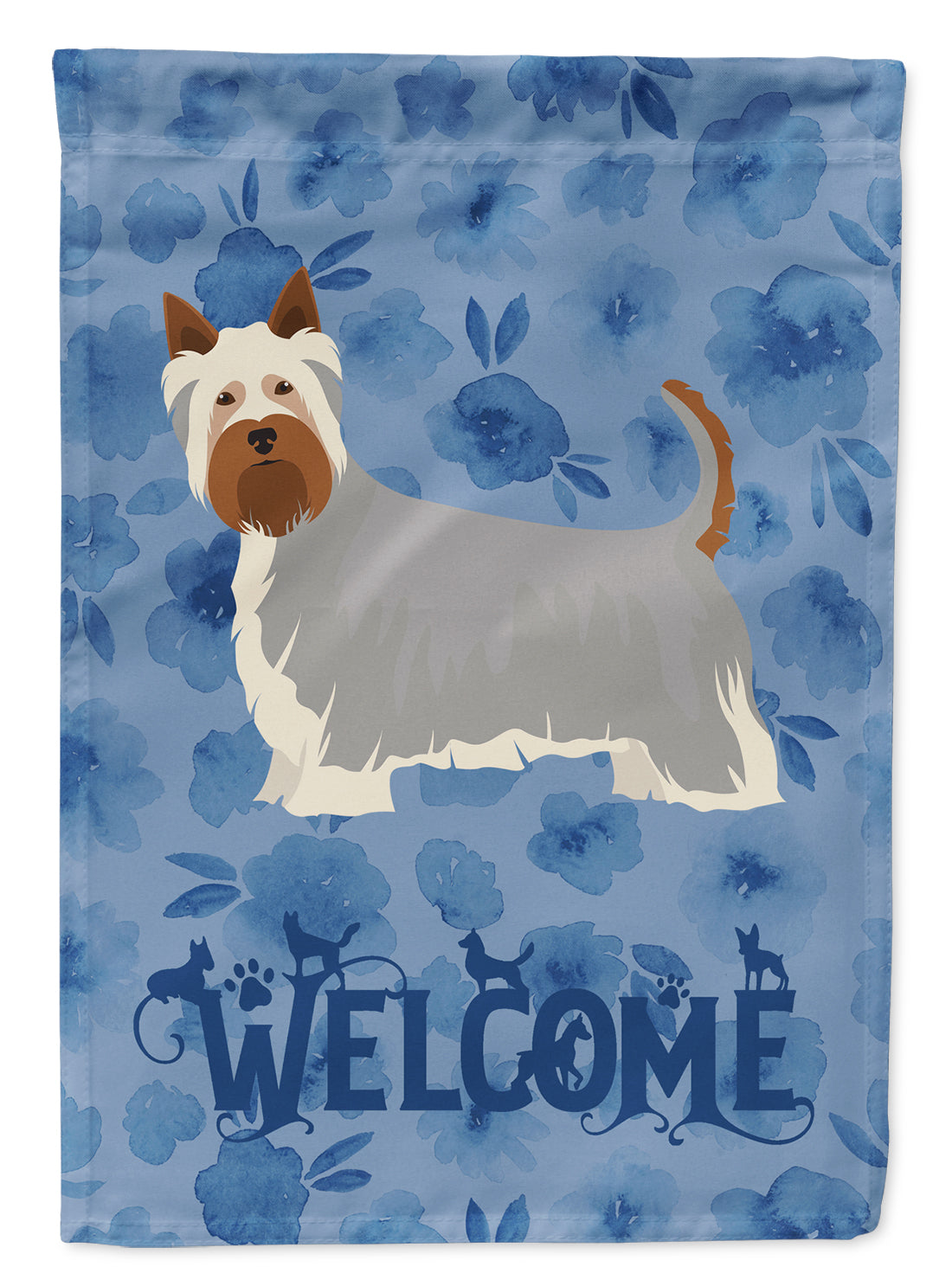 Australian Silky Terrier #2 Welcome House Flag 28x40 Porch Sleeve Pole Decorative Outside Yard Banner Artwork Wall Hanging, Polyester