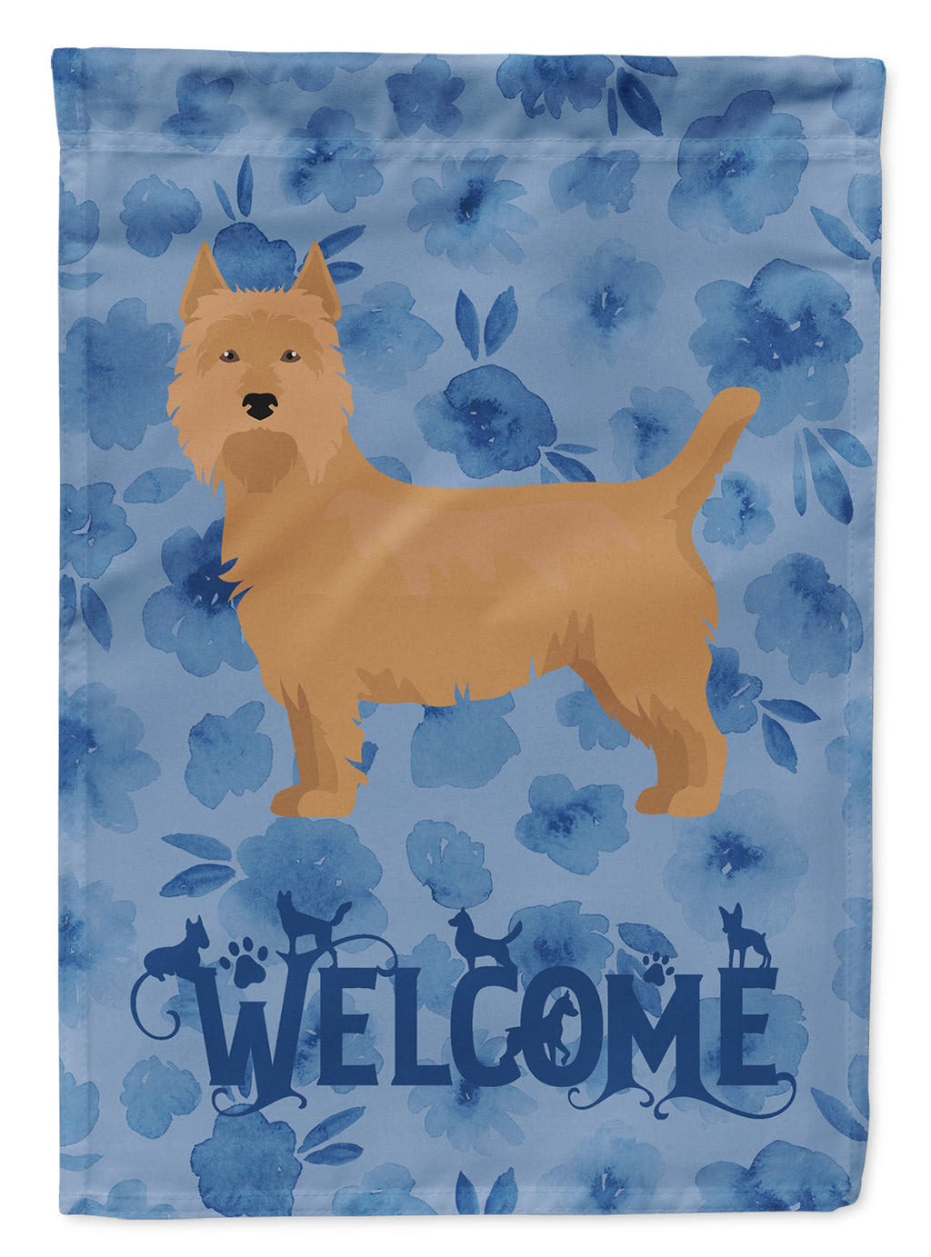 Australian Terrier Welcome House Flag 28x40 Porch Sleeve Pole Decorative Outside Yard Banner Artwork Wall Hanging, Polyester